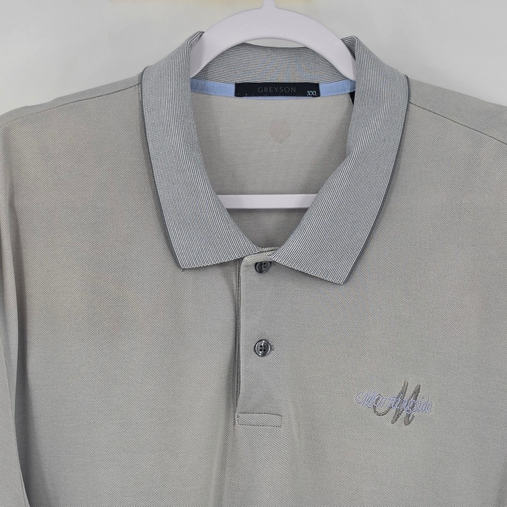 Greyson Mens XXL Grey Morningside Logo Pima Cotton Blend Short Sleeve Polo Shirt